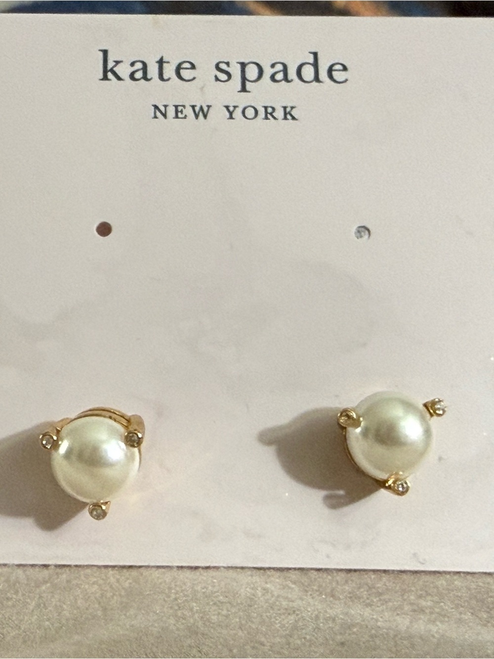 kate spade Cream Pearl Stud Earrings with Gold Accents